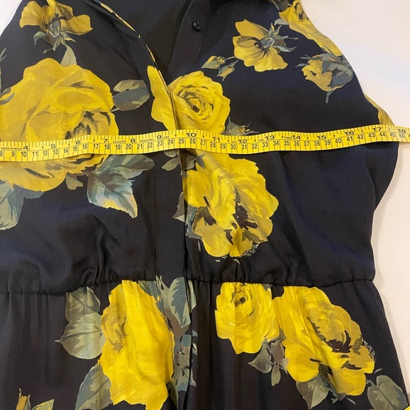 EUC: Alice + Olivia Miranda Black and Yellow Floral Tiered Mini Dress size 8 - Picture 4 of 8